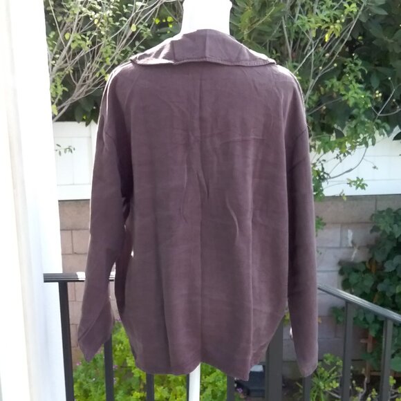 Life History Shacket Jacket Women's Size L Brown buttons ruffle collar Laganlook - Picture 4 of 5